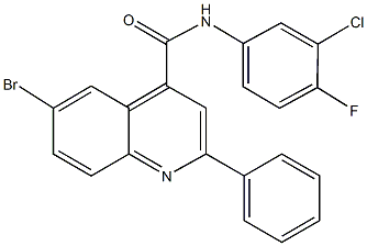 6-bromo-N-(3-chloro-4-fluorophenyl)-2-phenyl-4-quinolinecarboxamide 구조식 이미지