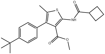 methyl 4-(4-tert-butylphenyl)-2-[(cyclobutylcarbonyl)amino]-5-methyl-3-thiophenecarboxylate Structure