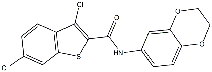 3,6-dichloro-N-(2,3-dihydro-1,4-benzodioxin-6-yl)-1-benzothiophene-2-carboxamide Structure
