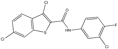3,6-dichloro-N-(3-chloro-4-fluorophenyl)-1-benzothiophene-2-carboxamide 구조식 이미지