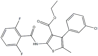 ethyl 4-(3-chlorophenyl)-2-[(2,6-difluorobenzoyl)amino]-5-methyl-3-thiophenecarboxylate 구조식 이미지