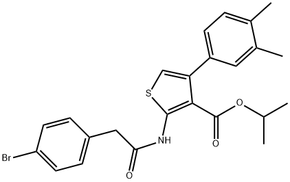 isopropyl 2-{[(4-bromophenyl)acetyl]amino}-4-(3,4-dimethylphenyl)-3-thiophenecarboxylate Structure