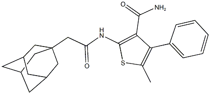 2-[(1-adamantylacetyl)amino]-5-methyl-4-phenyl-3-thiophenecarboxamide Structure