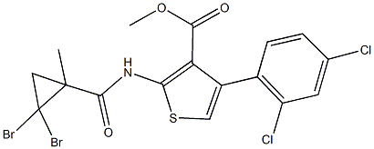methyl 2-{[(2,2-dibromo-1-methylcyclopropyl)carbonyl]amino}-4-(2,4-dichlorophenyl)-3-thiophenecarboxylate Structure