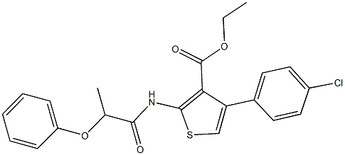 ethyl 4-(4-chlorophenyl)-2-[(2-phenoxypropanoyl)amino]-3-thiophenecarboxylate Structure