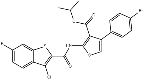 isopropyl 4-(4-bromophenyl)-2-{[(3-chloro-6-fluoro-1-benzothien-2-yl)carbonyl]amino}-3-thiophenecarboxylate 구조식 이미지