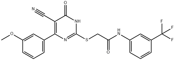 2-{[5-cyano-4-(3-methoxyphenyl)-6-oxo-1,6-dihydropyrimidin-2-yl]sulfanyl}-N-[3-(trifluoromethyl)phenyl]acetamide Structure