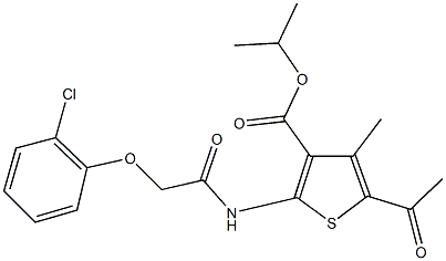 isopropyl 5-acetyl-2-{[(2-chlorophenoxy)acetyl]amino}-4-methylthiophene-3-carboxylate 구조식 이미지