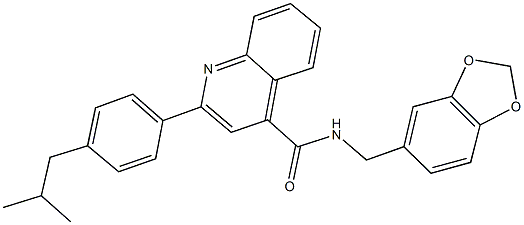 N-(1,3-benzodioxol-5-ylmethyl)-2-(4-isobutylphenyl)-4-quinolinecarboxamide 구조식 이미지