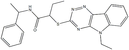 2-[(5-ethyl-5H-[1,2,4]triazino[5,6-b]indol-3-yl)sulfanyl]-N-(1-phenylethyl)butanamide Structure