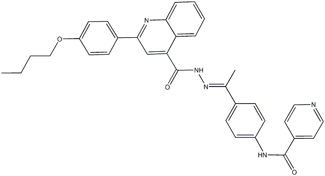 N-[4-(N-{[2-(4-butoxyphenyl)-4-quinolinyl]carbonyl}ethanehydrazonoyl)phenyl]isonicotinamide 구조식 이미지