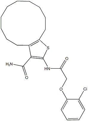 2-{[(2-chlorophenoxy)acetyl]amino}-4,5,6,7,8,9,10,11,12,13-decahydrocyclododeca[b]thiophene-3-carboxamide Structure