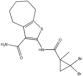 2-{[(2,2-dibromo-1-methylcyclopropyl)carbonyl]amino}-5,6,7,8-tetrahydro-4H-cyclohepta[b]thiophene-3-carboxamide Structure