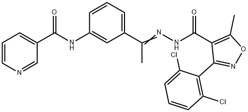 N-[3-(N-{[3-(2,6-dichlorophenyl)-5-methyl-4-isoxazolyl]carbonyl}ethanehydrazonoyl)phenyl]nicotinamide Structure