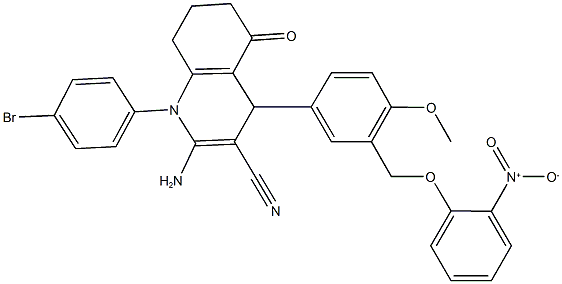 2-amino-1-(4-bromophenyl)-4-[3-({2-nitrophenoxy}methyl)-4-methoxyphenyl]-5-oxo-1,4,5,6,7,8-hexahydroquinoline-3-carbonitrile Structure