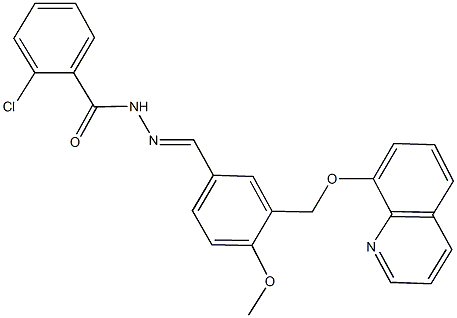 2-chloro-N'-{4-methoxy-3-[(8-quinolinyloxy)methyl]benzylidene}benzohydrazide 구조식 이미지