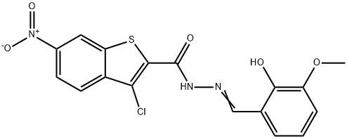 3-chloro-N'-(2-hydroxy-3-methoxybenzylidene)-6-nitro-1-benzothiophene-2-carbohydrazide Structure
