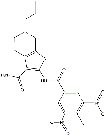 2-({3,5-dinitro-4-methylbenzoyl}amino)-6-propyl-4,5,6,7-tetrahydro-1-benzothiophene-3-carboxamide 구조식 이미지