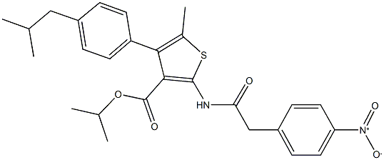 isopropyl 2-[({4-nitrophenyl}acetyl)amino]-4-(4-isobutylphenyl)-5-methyl-3-thiophenecarboxylate Structure