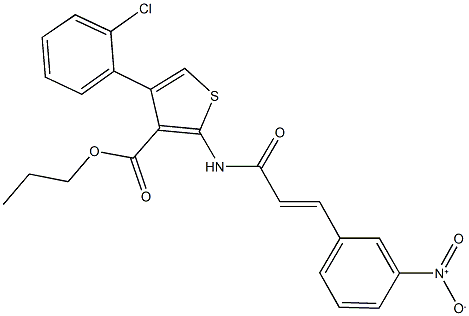 propyl 4-(2-chlorophenyl)-2-[(3-{3-nitrophenyl}acryloyl)amino]-3-thiophenecarboxylate 구조식 이미지