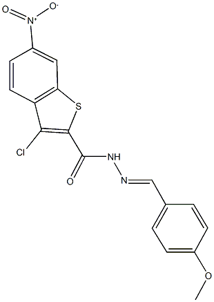 3-chloro-6-nitro-N'-(4-methoxybenzylidene)-1-benzothiophene-2-carbohydrazide 구조식 이미지