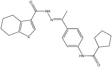 N-{4-[N-(4,5,6,7-tetrahydro-1-benzothien-3-ylcarbonyl)ethanehydrazonoyl]phenyl}cyclopentanecarboxamide Structure