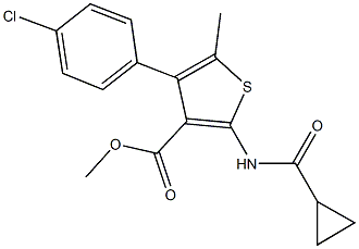 methyl 4-(4-chlorophenyl)-2-[(cyclopropylcarbonyl)amino]-5-methyl-3-thiophenecarboxylate 구조식 이미지