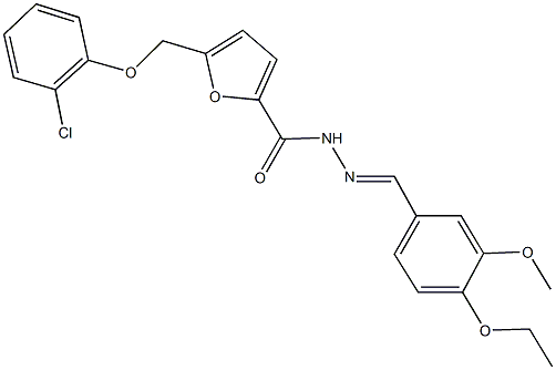 5-[(2-chlorophenoxy)methyl]-N'-(4-ethoxy-3-methoxybenzylidene)-2-furohydrazide 구조식 이미지