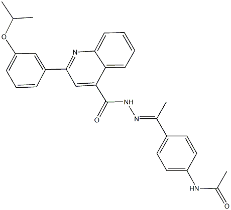 N-[4-(N-{[2-(3-isopropoxyphenyl)-4-quinolinyl]carbonyl}ethanehydrazonoyl)phenyl]acetamide Structure