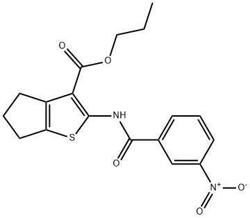 propyl 2-({3-nitrobenzoyl}amino)-5,6-dihydro-4H-cyclopenta[b]thiophene-3-carboxylate Structure