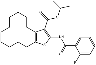 isopropyl 2-[(2-fluorobenzoyl)amino]-4,5,6,7,8,9,10,11,12,13-decahydrocyclododeca[b]thiophene-3-carboxylate Structure