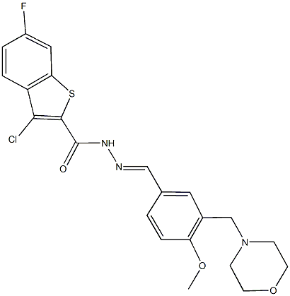 3-chloro-6-fluoro-N'-[4-methoxy-3-(4-morpholinylmethyl)benzylidene]-1-benzothiophene-2-carbohydrazide Structure