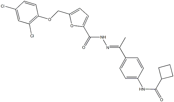 N-[4-(N-{5-[(2,4-dichlorophenoxy)methyl]-2-furoyl}ethanehydrazonoyl)phenyl]cyclobutanecarboxamide 구조식 이미지