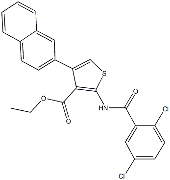 ethyl 2-[(2,5-dichlorobenzoyl)amino]-4-(2-naphthyl)-3-thiophenecarboxylate 구조식 이미지