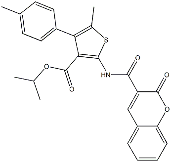 isopropyl 5-methyl-4-(4-methylphenyl)-2-{[(2-oxo-2H-chromen-3-yl)carbonyl]amino}-3-thiophenecarboxylate Structure