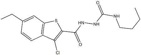 N-butyl-2-[(3-chloro-6-ethyl-1-benzothien-2-yl)carbonyl]hydrazinecarboxamide 구조식 이미지