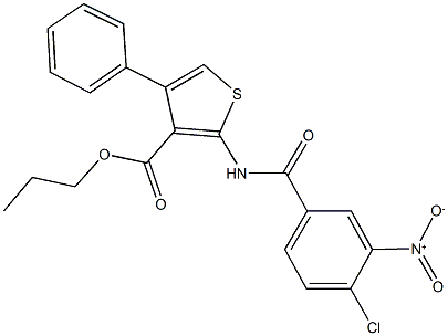 propyl 2-({4-chloro-3-nitrobenzoyl}amino)-4-phenyl-3-thiophenecarboxylate 구조식 이미지