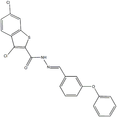 3,6-dichloro-N'-(3-phenoxybenzylidene)-1-benzothiophene-2-carbohydrazide Structure