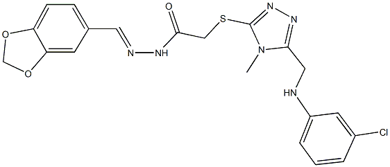 N'-(1,3-benzodioxol-5-ylmethylene)-2-({5-[(3-chloroanilino)methyl]-4-methyl-4H-1,2,4-triazol-3-yl}sulfanyl)acetohydrazide 구조식 이미지