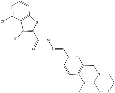 3,4-dichloro-N'-[4-methoxy-3-(4-thiomorpholinylmethyl)benzylidene]-1-benzothiophene-2-carbohydrazide Structure