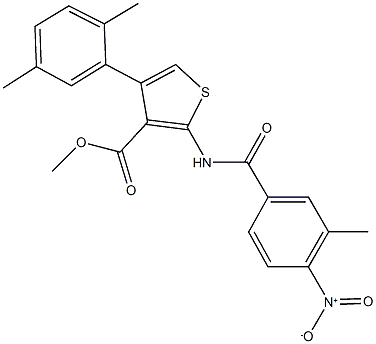methyl 4-(2,5-dimethylphenyl)-2-({4-nitro-3-methylbenzoyl}amino)-3-thiophenecarboxylate Structure