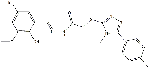 N'-(5-bromo-2-hydroxy-3-methoxybenzylidene)-2-{[4-methyl-5-(4-methylphenyl)-4H-1,2,4-triazol-3-yl]sulfanyl}acetohydrazide 구조식 이미지