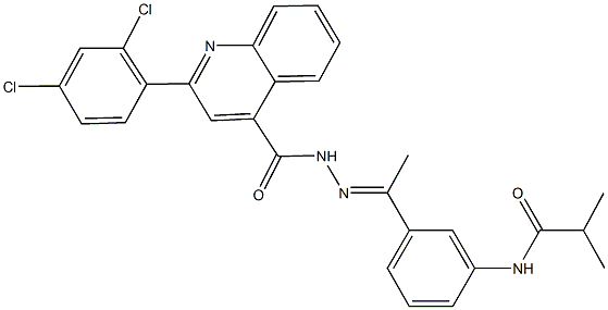 N-[3-(N-{[2-(2,4-dichlorophenyl)-4-quinolinyl]carbonyl}ethanehydrazonoyl)phenyl]-2-methylpropanamide Structure