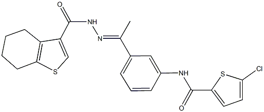 5-chloro-N-{3-[N-(4,5,6,7-tetrahydro-1-benzothien-3-ylcarbonyl)ethanehydrazonoyl]phenyl}-2-thiophenecarboxamide Structure