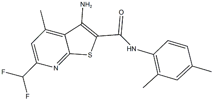 3-amino-6-(difluoromethyl)-N-(2,4-dimethylphenyl)-4-methylthieno[2,3-b]pyridine-2-carboxamide 구조식 이미지