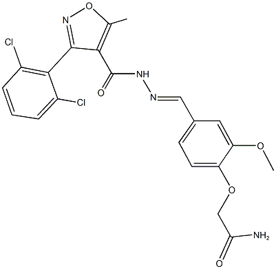 2-[4-(2-{[3-(2,6-dichlorophenyl)-5-methyl-4-isoxazolyl]carbonyl}carbohydrazonoyl)-2-methoxyphenoxy]acetamide Structure