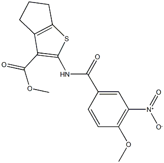 methyl 2-({3-nitro-4-methoxybenzoyl}amino)-5,6-dihydro-4H-cyclopenta[b]thiophene-3-carboxylate 구조식 이미지