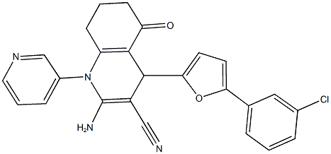 2-amino-4-[5-(3-chlorophenyl)-2-furyl]-5-oxo-1-pyridin-3-yl-1,4,5,6,7,8-hexahydroquinoline-3-carbonitrile Structure