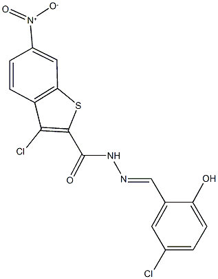 3-chloro-N'-(5-chloro-2-hydroxybenzylidene)-6-nitro-1-benzothiophene-2-carbohydrazide Structure