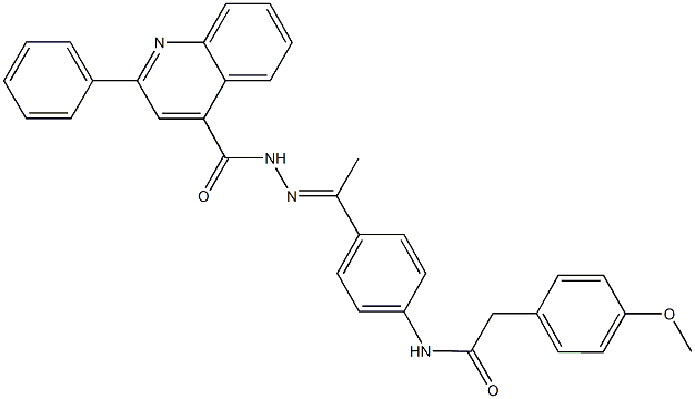 2-(4-methoxyphenyl)-N-(4-{N-[(2-phenyl-4-quinolinyl)carbonyl]ethanehydrazonoyl}phenyl)acetamide Structure